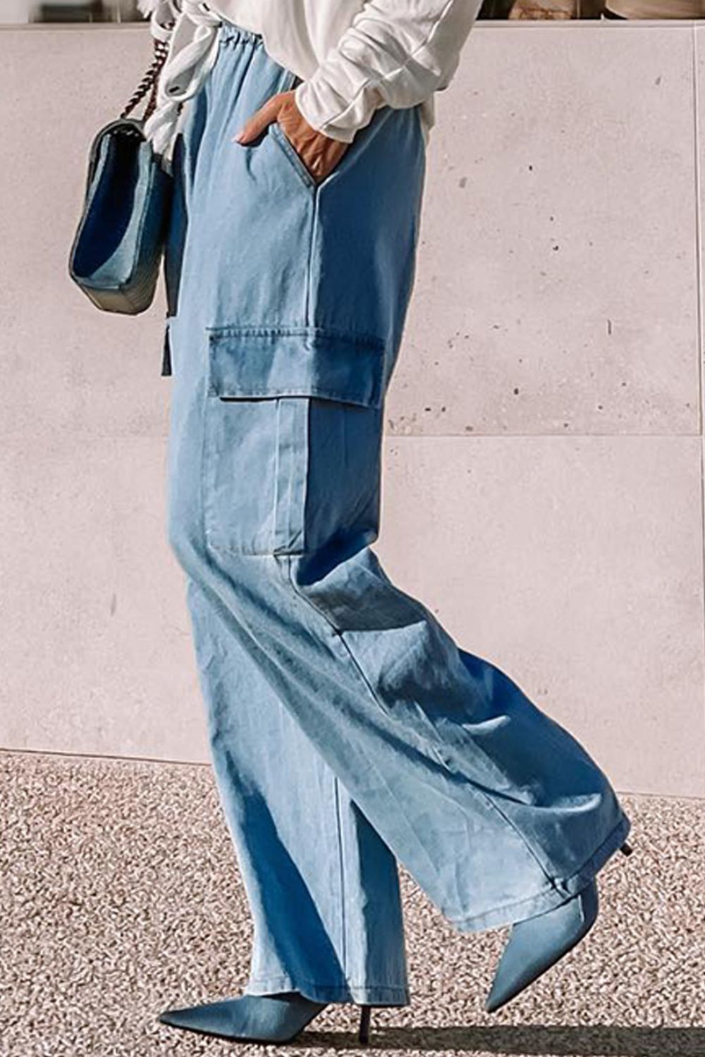 The Petey Drawstring Wide Leg Jeans with Pockets