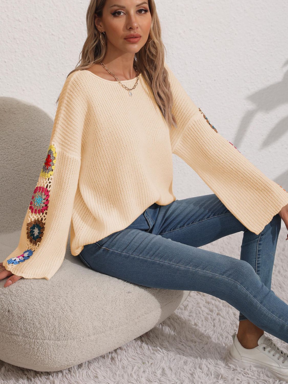 The Abu Crochet Flower Sweater