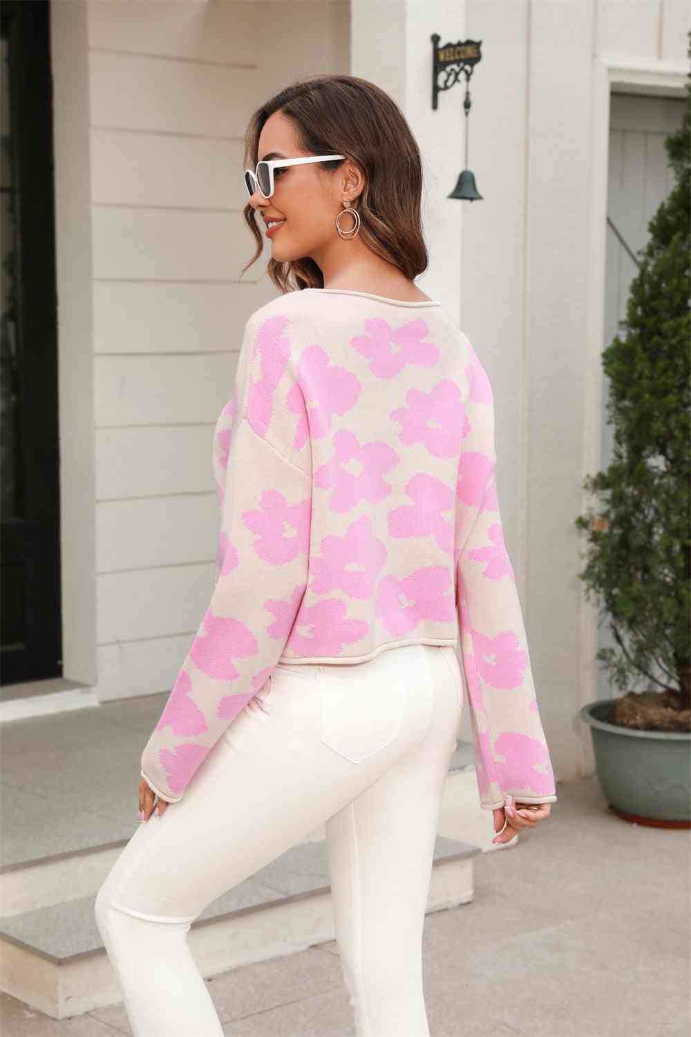 The Kenina Cropped Floral Sweater