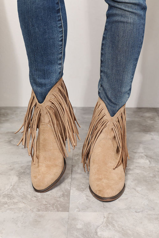 The Blondeshell Fringe Booties